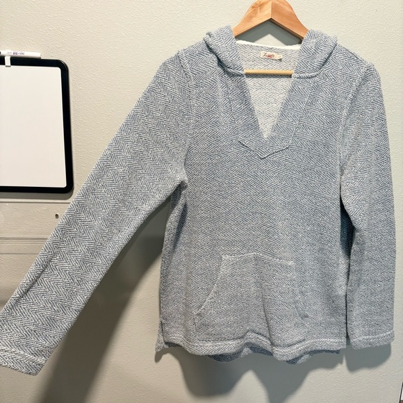 Faherty Beach Terry Hoodie Whitewater Blue Pocket Size L Lounge Cozy Casual - Picture 4 of 10